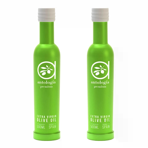 Set 2 Bottles. Antología Olive Oil Extra Virgin Polyphenols 3x. Acidity 0.1. Spain