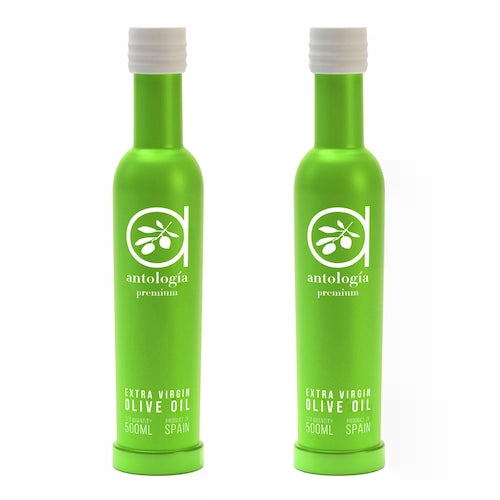 Set 2 Bottles. Antología Olive Oil Extra Virgin Polyphenols 3x. Acidity 0.1. Spain